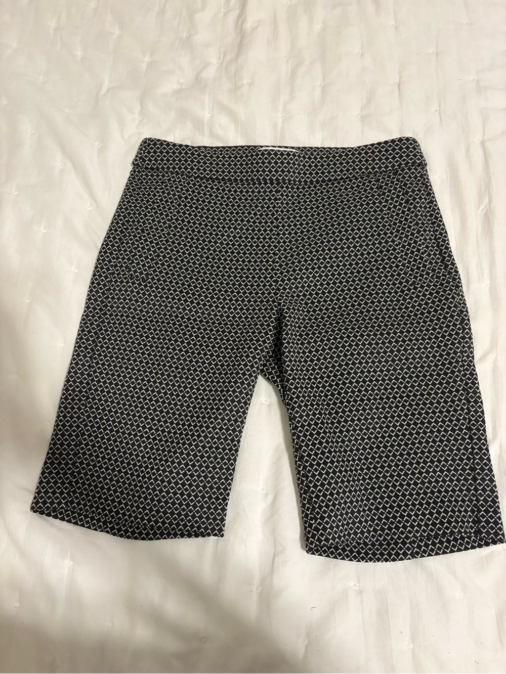 Elle Black and White Geometric Bermuda Shorts